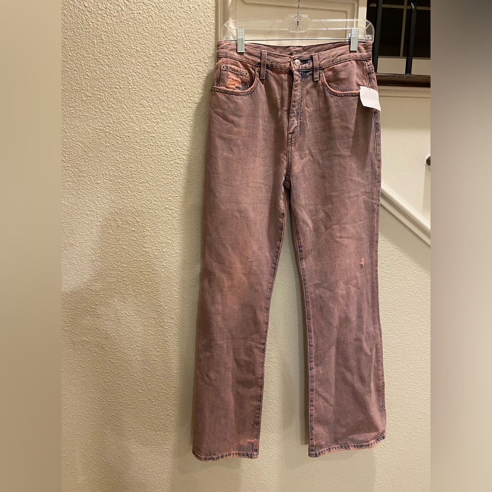Pistola NWT High Rise Wide Leg Pink Wash distressed Denim Sz 27 REVOLVE $220